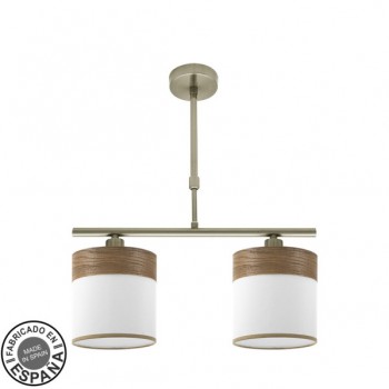 Distribuidor - Lâmpadas Diversas | Lâmpadas Modernas | LAMPARA CLOE 2XE14 CUERO/BLANCA-MADERA OSCURA REGX43X14 CM Ref: 175452084